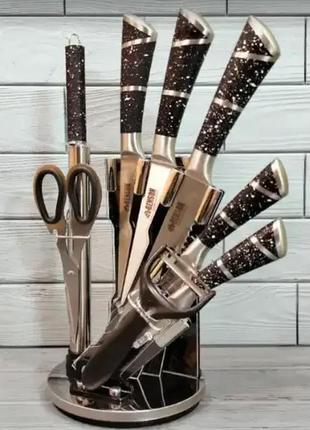 Набір кухонних ножів, на 8 предметів із підставкою + ножиці benson bn-405-n4 фото