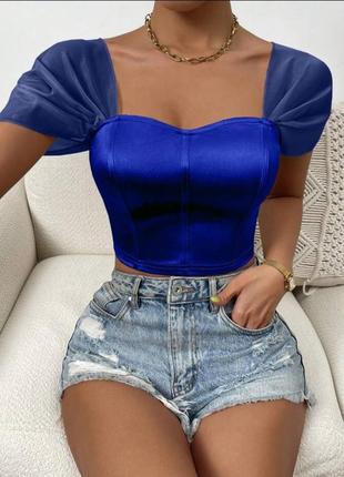 Топ корсет атласний корсет з пишними плечима 💙 shein