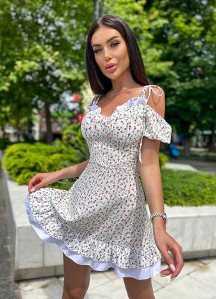 Платье из штапеля мини платье с рюшинками8 фото