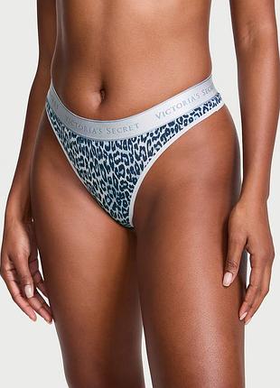 Хлопковые трусики -стринги с логотипом оригинал logo cotton thong panty
