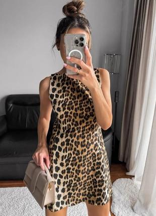 Платье мини с леопардовым принтом
