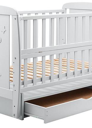 Кровать babyroom умка dumyo-3 маятник, ящик, откидной бок бук серый