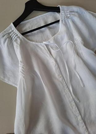 Белая льняная рубашка - блуза топ 💯 % льон