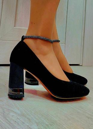 Туфлі жіночі з браслетом натуральна замша та шкіра