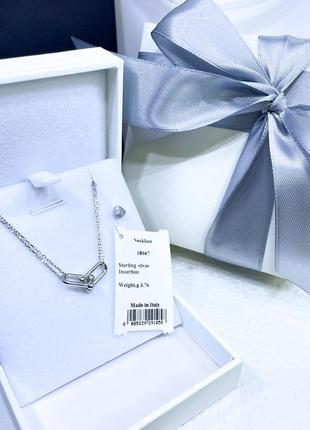 Серебряное ожерелье колье кулон подвеска звенья звено стильное классическое минимализм серебро проба 925 новое с биркой