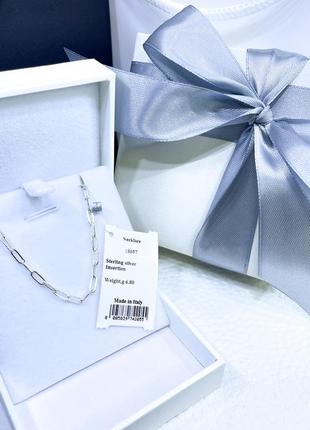 Серебряное ожерелье колье кулон подвеска цепь цепочка звенья звено стильное классическое минимализм серебро проба 925 новое с биркой