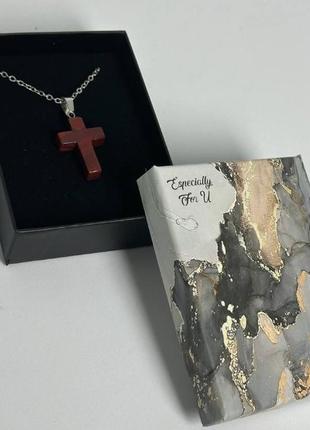 Подвеска крест из камня в подарочной упаковке