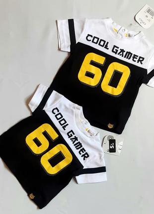 Футболка kimadi франция хлопковая спортивная бело-черная на 3 и 6 месяцев