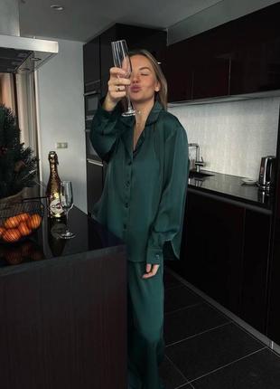 Женский пижамный костюм: рубашка и брюки шелк армане 42-46, 48-52
