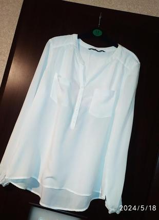 Белоснежная рубашка блузка хлопок размер l