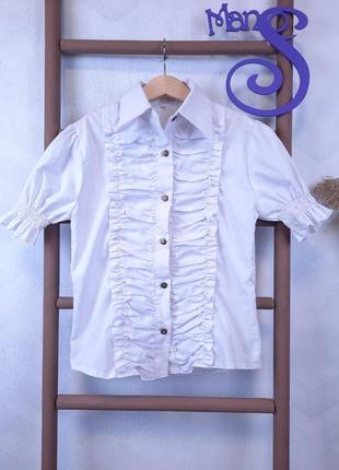 Блузка с коротким рукавом для девочки белая размер 146 (11 лет)