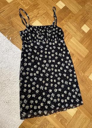 Сарафан бретельки сукня міні короткий жіночий квітковий принт стиль 2000