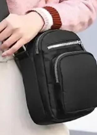 Женская сумка кросс-боди jingpin через плечо нейлоновая черная