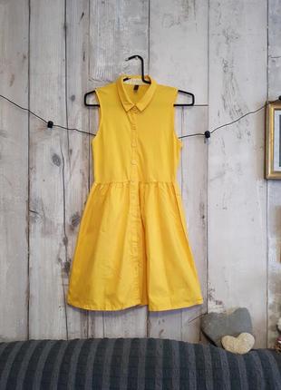 Желтое платье халат без рукавов р 12-14