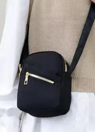 Женская сумка кросс-боди brand jingpin для телефона черная нейлоновая
