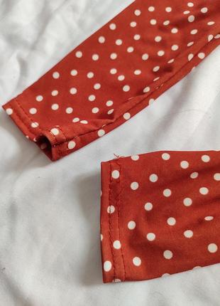 Платье мини терракотовое в горох длина регулируется