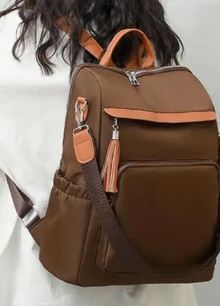 Женский рюкзак сумка городской нейлоновый коричневый balina