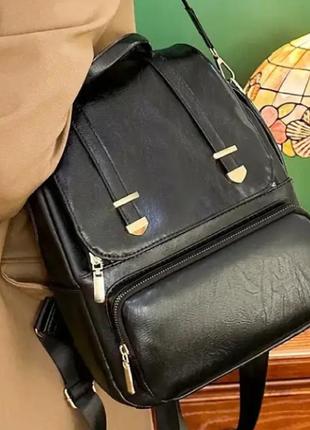 Жіночий рюкзак сумка brand balina шкіряний чорний 8 літрів