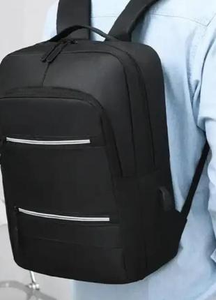 Мужской рюкзак городской плотный молодежный вместительный повседневный для ноутбука черный usb geerdun