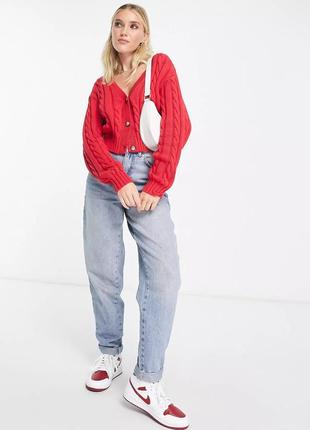 Яскраво-червоний бавовняний кардиган на гудзиках monki