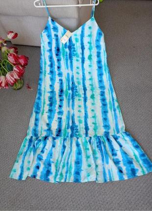 Яскравий довгий літній сарафан плаття на бретелях максі сукня