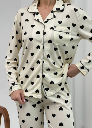 Стильная одежда для дома пижама с сердечками удобно