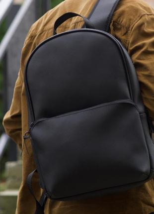 Мужской рюкзак плотный кожаный городской большой для парня повседневный стильный черный david polo