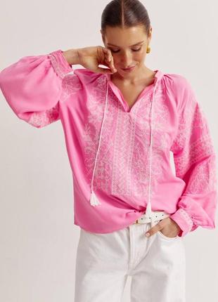 Рожева вишиванка 💕 женская вышиванка 💕 розовая вышитая блуза 💕