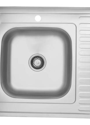Кухонна мийка накладна kroner krp satin - 6060l (0.6 мм)