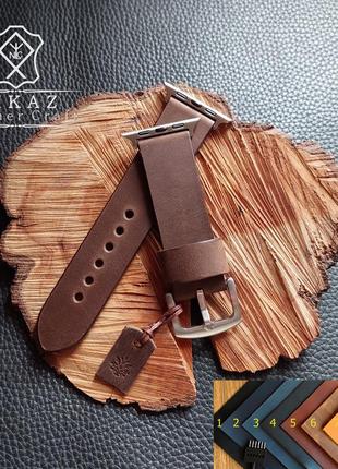 Кожаный ремешок nikaz для apple watch  коричневый винтажный стиль p006