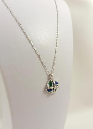Колье серебряное женское с лазуритом и малахитом n5366g4 фото