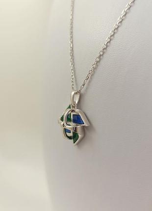 Колье серебряное женское с лазуритом и малахитом n5366g6 фото