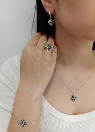 Колье серебряное женское с лазуритом и малахитом n5366g2 фото