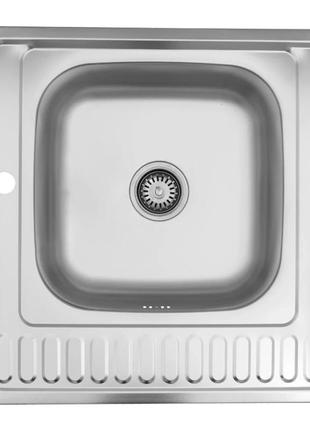 Кухонна мийка накладна kroner krp satin - 6060r (0.6 мм)