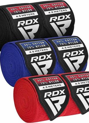 Бинти для боксу rdx rb hand wraps combine 3 пари red,black,blue (4.5м.)