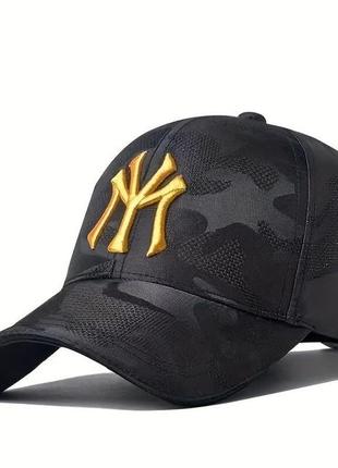 Модна кепка бейсболка вишивка new york чорна камуфляж чоловіча жіноча регулюється