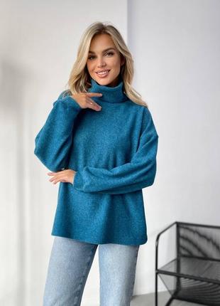 Теплый мягкий ангоровый свитер в рубчик, серый свитер ангора на осень зима