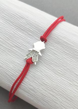Срібний браслет з червоною ниткою хлопчик