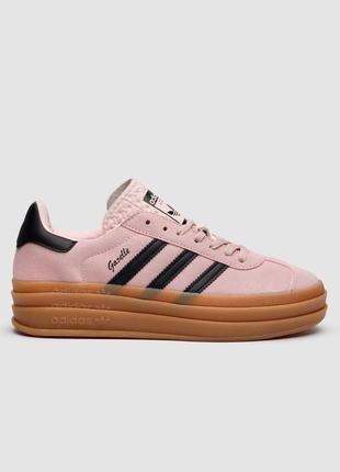 Жіночі кросівки адідас газель рожеві / adidas gazelle bold platform pink/black