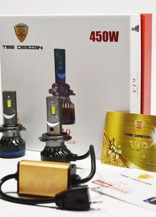Цоколь h7 комплект led ламп tbs-t19 h7 6000 k 9-32 v 45w радіатор з вентилятором (діод 3570 70mk)