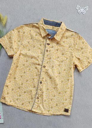 Детская летняя рубашка 9-10 лет с коротким рукавом для мальчика