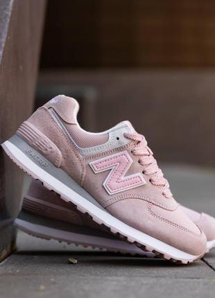 New balance 574 pink white