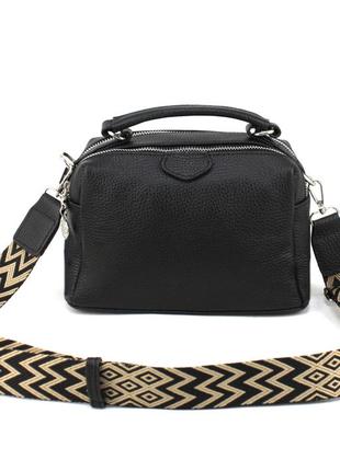 Невелика жіноча сумка крос-боді з натуральної шкіри borsacomoda 812023 чорна