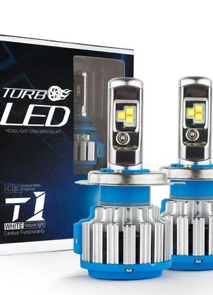 Комплект светодиодных ламп turboled t1 h4 6000k 50w 12/24v canbus с активным охлаждением