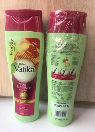 Восстанавливающий шампунь для поврежденных волос dabur vatika honey and egg ватик яичный с медом egепту 180мл