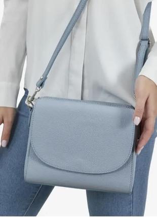 Сумка голуба шкіряна блакитна сумка жіноча сумка італійська через плече