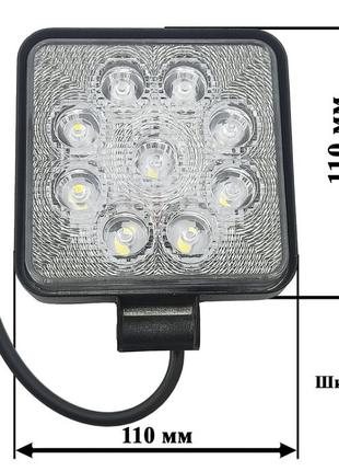 Led фара ближнього світла квадратна. світлодіодна фара на 9 діодів. 06t-27w/25/f. пр-во корея