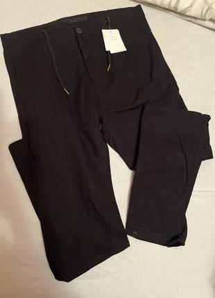 Льонові штани чорні/білі