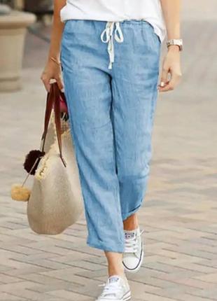 Полукутюр джинсы la redoute, голубого цвета, на молнии, с регулирующим шнурком на поясе, с карманами спереди и сзади.