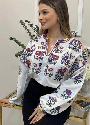 Колоритна сорочка-вишиванка жіноча, сорочка з вишитим орнаментом, сорочка в етнічному стилі жіноча 🌼